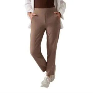 Athleta Brooklyn Ankle Pants Cappuccino with Ribbed Sides sz 10